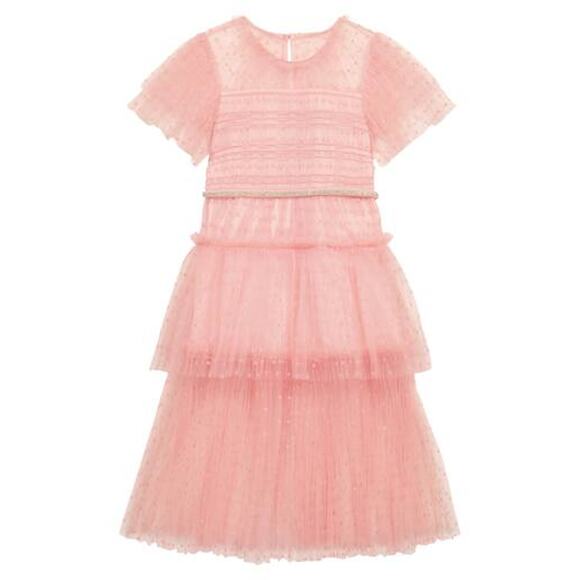 Self-Portrait Kids Point D'Esprit Pink Polyester Tulle Dress Size 8 - NWT - Picture 1 of 6